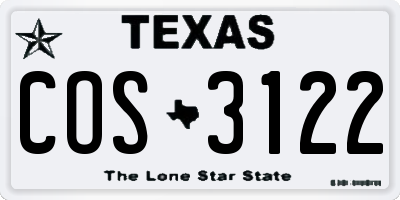 TX license plate COS3122