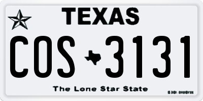 TX license plate COS3131