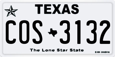 TX license plate COS3132