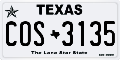 TX license plate COS3135