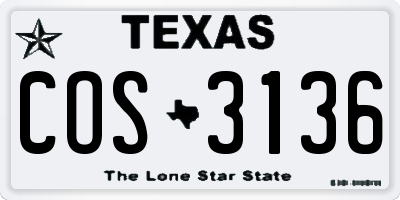 TX license plate COS3136
