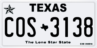 TX license plate COS3138