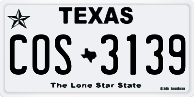 TX license plate COS3139