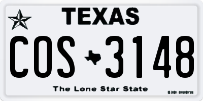 TX license plate COS3148