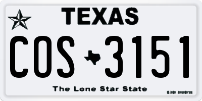 TX license plate COS3151
