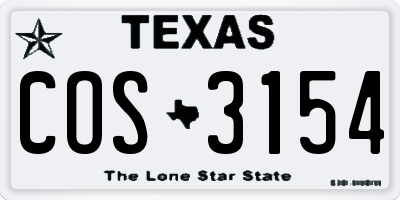 TX license plate COS3154
