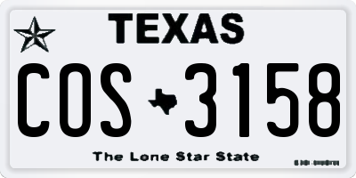 TX license plate COS3158