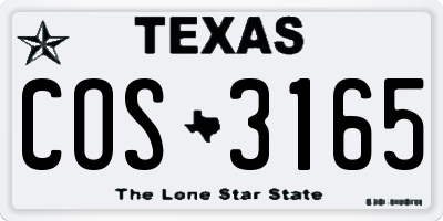 TX license plate COS3165
