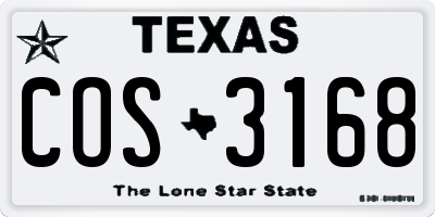TX license plate COS3168