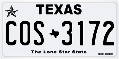TX license plate COS3172