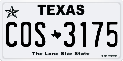 TX license plate COS3175