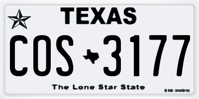 TX license plate COS3177