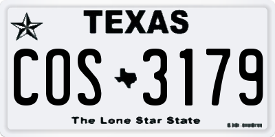 TX license plate COS3179