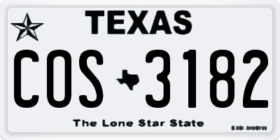 TX license plate COS3182