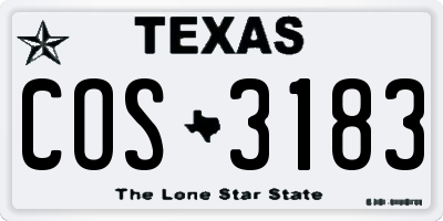 TX license plate COS3183