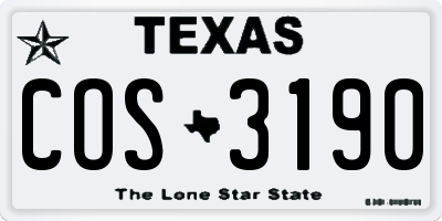 TX license plate COS3190