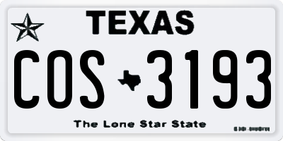 TX license plate COS3193