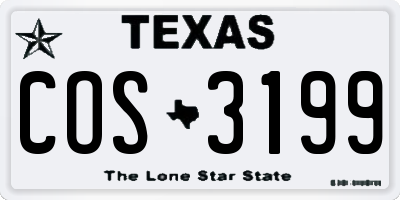 TX license plate COS3199
