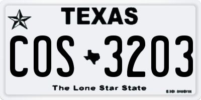 TX license plate COS3203
