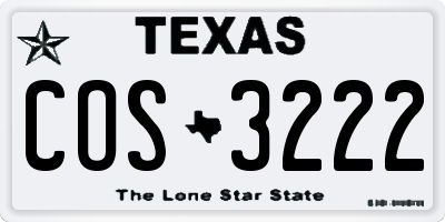 TX license plate COS3222