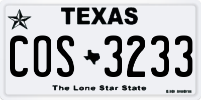 TX license plate COS3233
