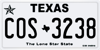 TX license plate COS3238