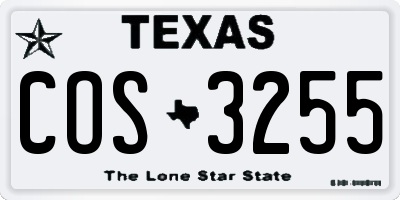 TX license plate COS3255