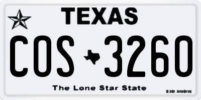 TX license plate COS3260
