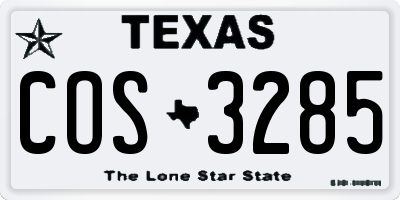 TX license plate COS3285