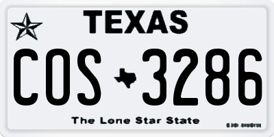 TX license plate COS3286