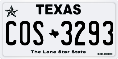 TX license plate COS3293