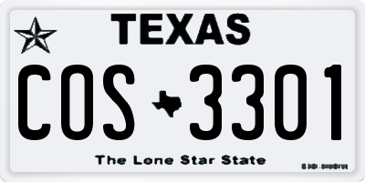 TX license plate COS3301