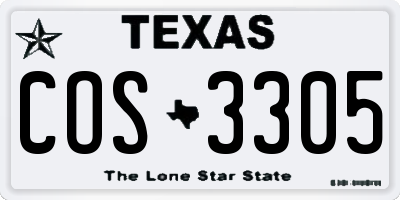 TX license plate COS3305