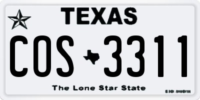 TX license plate COS3311
