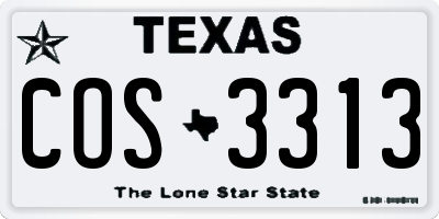 TX license plate COS3313