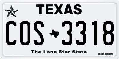 TX license plate COS3318