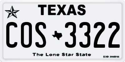 TX license plate COS3322