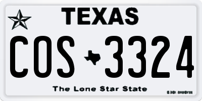 TX license plate COS3324