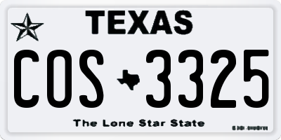 TX license plate COS3325