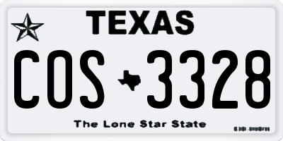 TX license plate COS3328