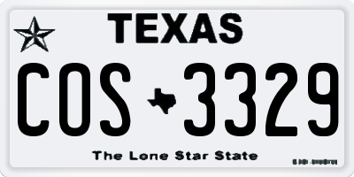 TX license plate COS3329