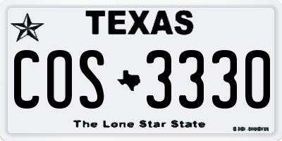 TX license plate COS3330