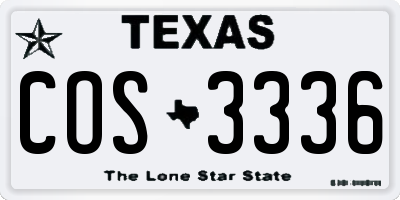 TX license plate COS3336