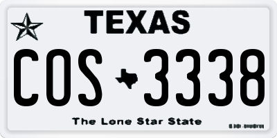 TX license plate COS3338