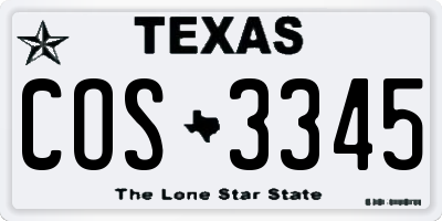 TX license plate COS3345