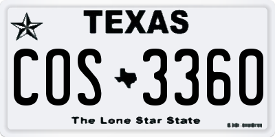TX license plate COS3360