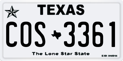 TX license plate COS3361