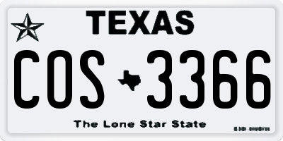 TX license plate COS3366
