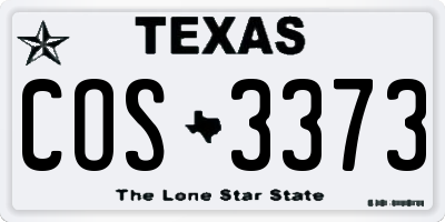 TX license plate COS3373
