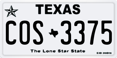 TX license plate COS3375